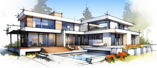 illustration of a contemporary house blueprint