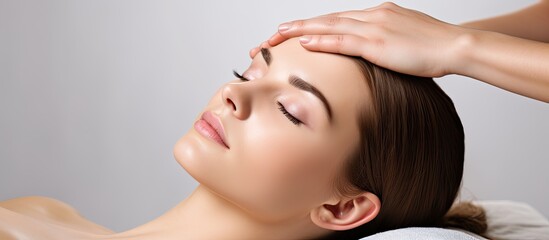 Craniosacral therapy eases pain and migraines through head massage - obrazy, fototapety, plakaty