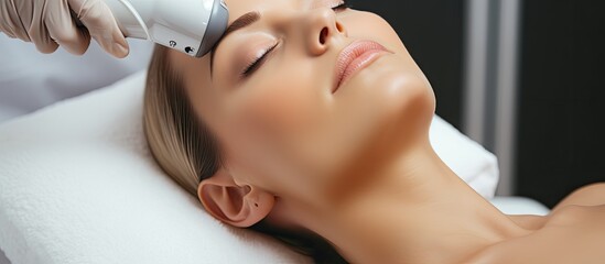 Beauty salon close up of shockwave therapy - obrazy, fototapety, plakaty