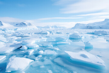 Fototapeta na wymiar Sea ice in a fjord, Eastern Greenland