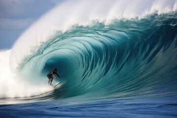 surfing the wave - obrazy, fototapety, plakaty