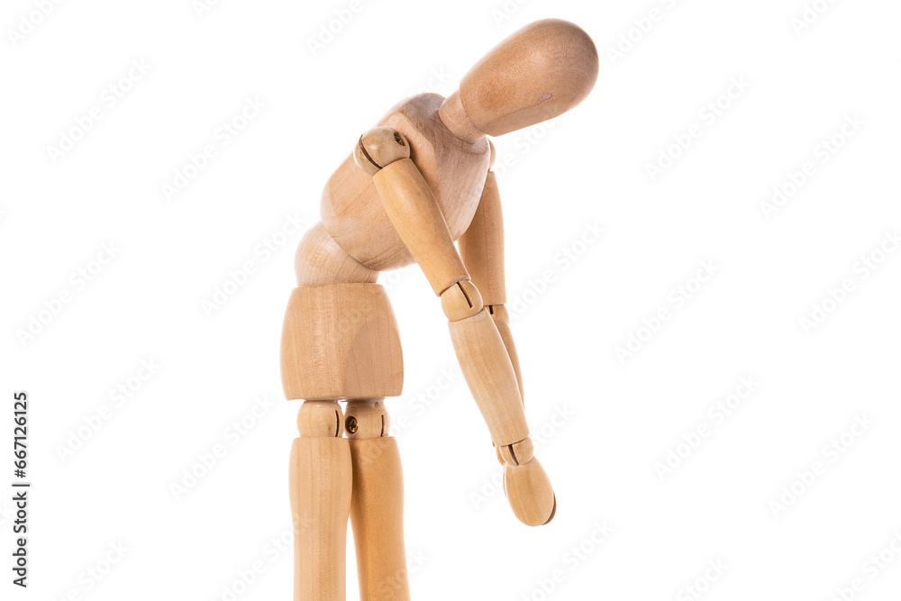 Aufkleber a wooden mannequin standing on a white surface. this versatile image can be used for various design 