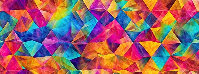 Seamless psychedelic rainbow marble diamond mosaic pattern background texture. Trippy hippy abstract geometric dopamine dressing style fashion motif. Retro colorful neon wallpaper
