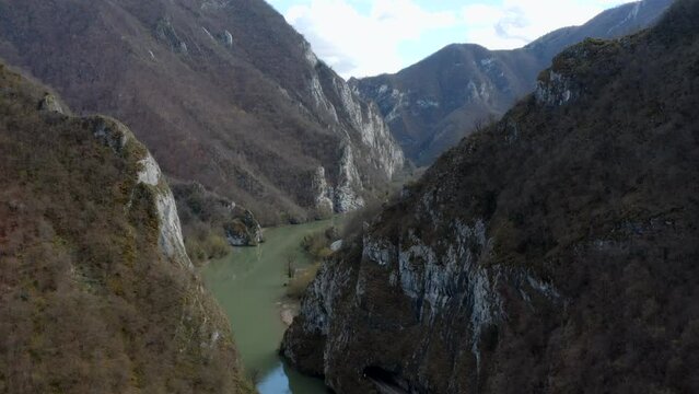 Drone shot of River "Vrbas" Canyon, Bosnia and Herzegovina