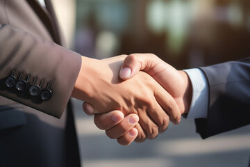 close-up of a strong male handshake