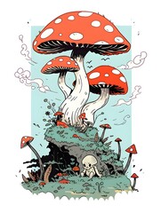 Cute Tshirt design, chibi character background illustration