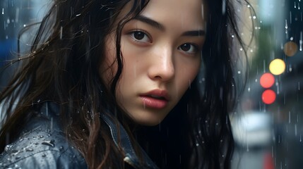 Beautiful young Asian woman portrait, cute girl wallpaper background photo