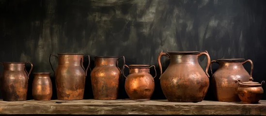 Fotobehang aged copper cookware © Vusal