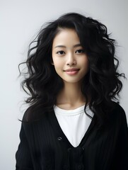 Fototapeta premium Beautiful young Asian woman portrait, cute girl wallpaper background photo