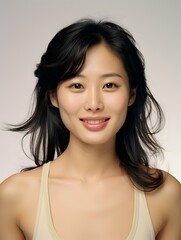 Naklejka premium Beautiful young Asian woman portrait, cute girl wallpaper background photo