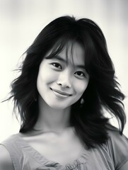 Naklejka premium Beautiful young Asian woman portrait, cute girl wallpaper background photo