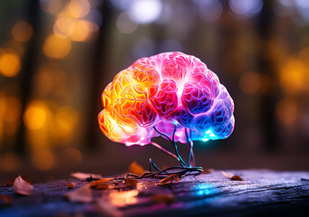abstract human brain ,mind realistic bursting in multiple colors brain storming  - obrazy, fototapety, plakaty