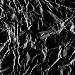 Wrinkled plastic wrap texture on a black background wallpaper. Royalty high-quality free stock...