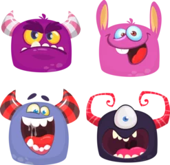 Fotobehang Cute cartoon Monsters. Set of cartoon monsters: ghost, goblin, bigfoot yeti, .troll, dragon and alien . Halloween design © drawkman