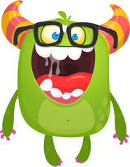 Cartoon monster wearing eyeglasses. Vector illustration