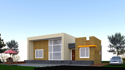 modern house in the garden