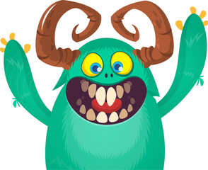 Angry cartoon monster character. Illustration of an  alien. Halloween vector design isolated