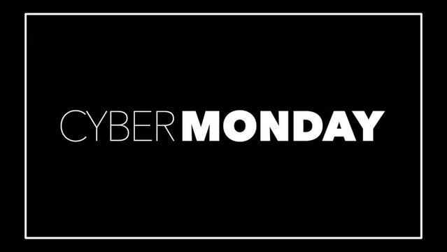 Cyber Monday text in frame on black modern gradient, motion abstract holidays, minimalism and promo style background