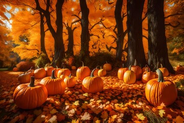 halloween pumpkin on a tree