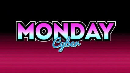 Retro Cyber Monday text with lines on red gradient, motion abstract holidays, minimalism and promo style background