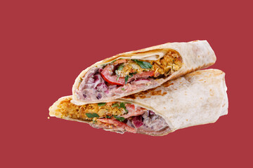 doner with meat on a red background 3
