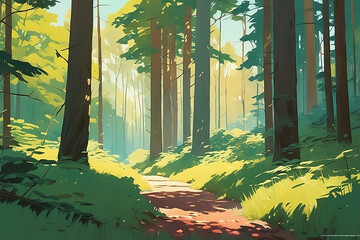 forest in the morning. Generative AI