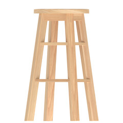 3D rendering illustration of a round wooden stool