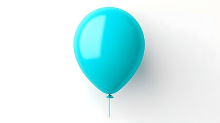 Cyan Balloon on a white Background. Template with Copy Space 