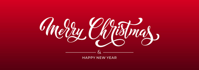 Merry Christmas and Happy New Year hand lettering calligraphy. Vector holiday illustration element.