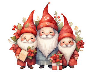 Merry Christmas gnomes with gifts