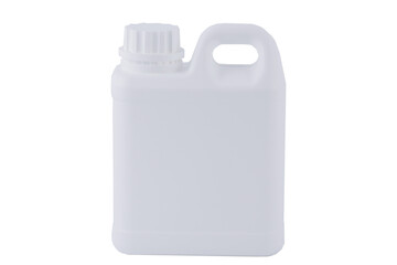 Empty gallon container on white background.