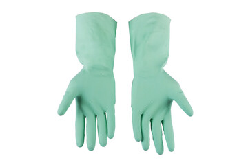 Thick sanitary gloves on a white background.