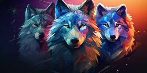 Abstract wolves illustration for background, 