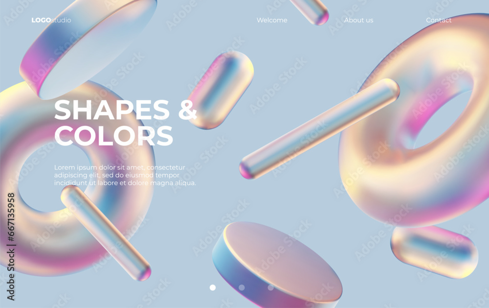 Poster 3d background with gradient geometric shapes. eps10 vector.