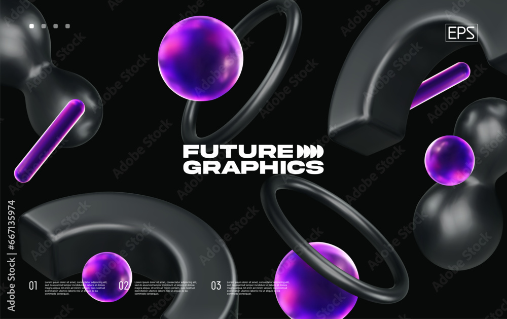Wall mural 3d background with gradient geometric shapes. eps10 vector.