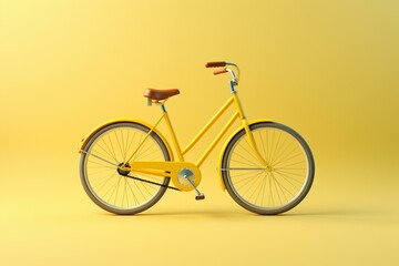Minimalistic 3D illustration of a yellow bicycle. Generative AI