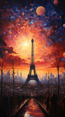 eiffel tower at sunset