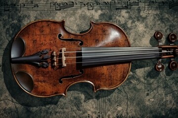 Background with vintage texture of a violin, a musical instrument popular in blues, rock, jazz, and classical music. Generative AI