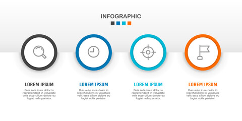 4 circle element infographic steps or an option to success. Vector illustration.
