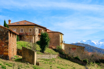 Fototapeta na wymiar Rural architecture in Cofino rural village, Asturias, Spain