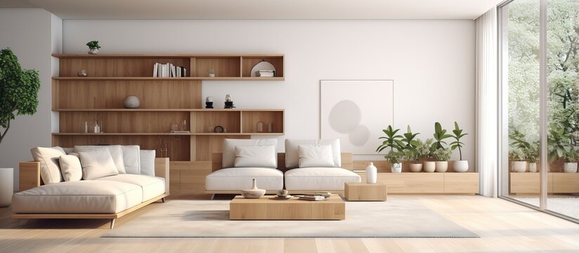 Modern living room interior with an image that is blurred