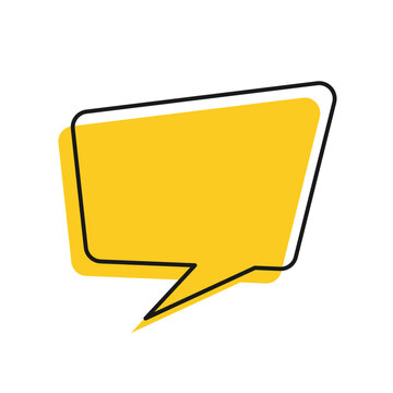 Empty speech yellow bubble icon. Talk symbol. Speech, texting, message sign. Flat and colored style icon for web design. Vector illustration.