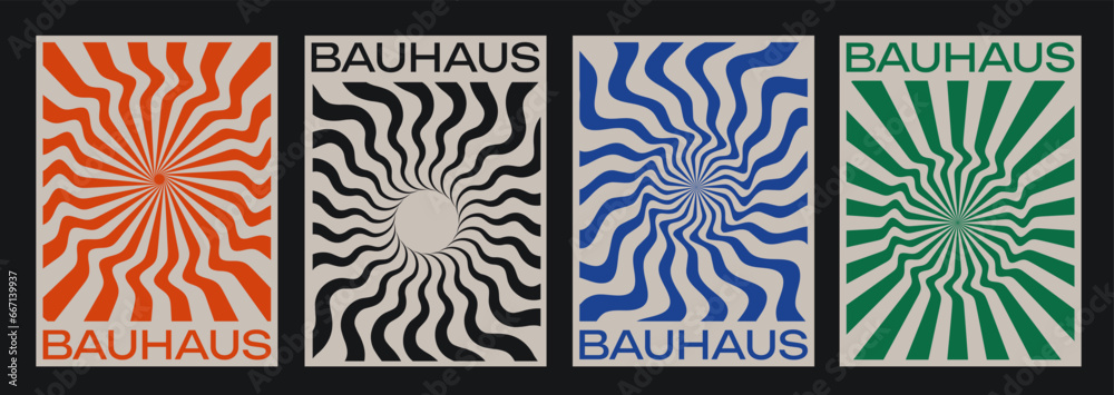 Fototapete minimal bauhaus abstract posters set. swiss design composition with geometric shapes. modern pattern