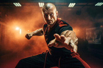 Fototapeta na wymiar Martial Arts or Self-Defense Trainer in the Gym