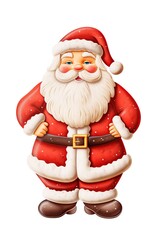 Santa claus shaped christmas cookie sticker isolated on white background, Generative Ai