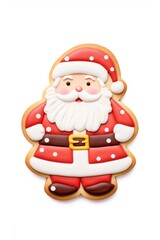 Santa claus shaped christmas cookie sticker isolated on white background, Generative Ai