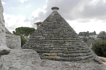 Fototapeta na wymiar The typical roof of a trullo in Alberobello.