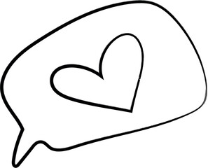 Speech bubble with hearts line drawing valentines day decoration design
