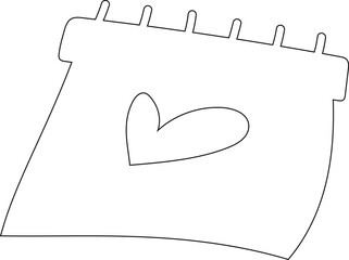 Calendar with hearts line drawing valentines day decoration design

