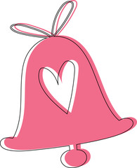 Bell with pink heart decoration design.